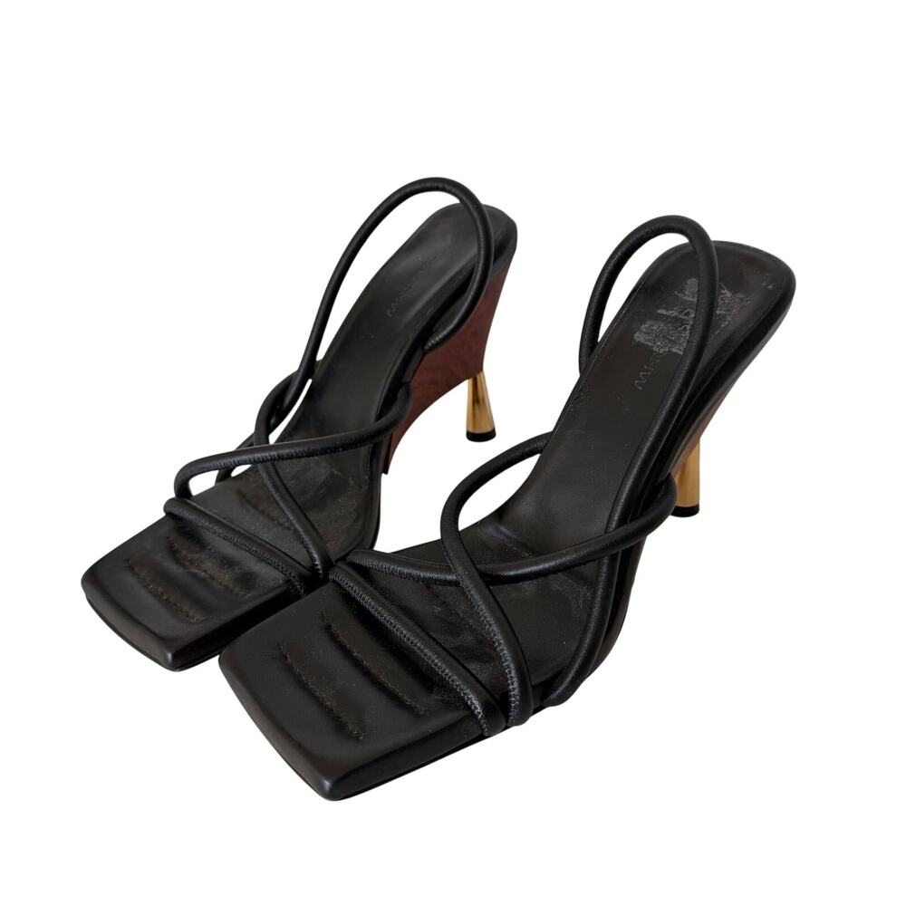 Gia Borghini (US 6 / EU 36) GIA/RHW Rosie 2 Leather Strappy Wood Heel Sandals